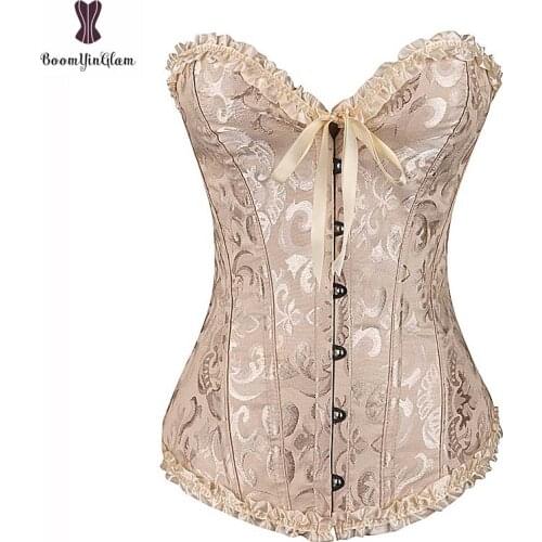 Lace Up Corset Top Jacquard Floral Bustier Boned Gothic Gorset Wholesale Cheap Price Korsett For Women Waist Slimming Cincher