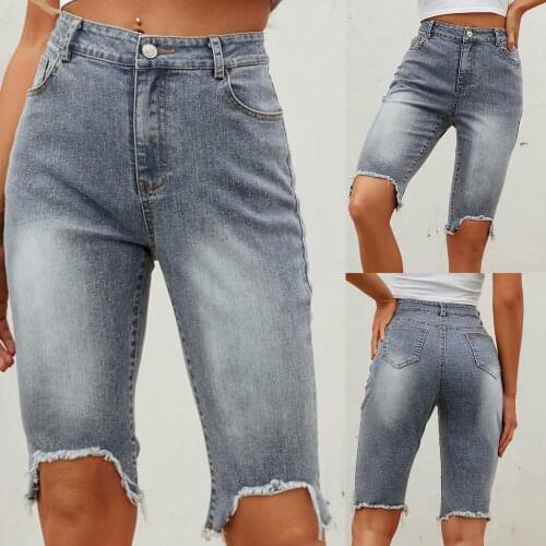 Fashion irregular high waist straight pants womens jeans fashion versatile pants summer new штаны женский SAGACE 2021