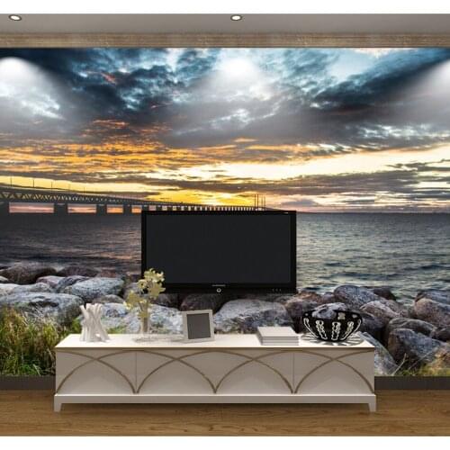 Sea Bridge 3d Nature Murals Wallpaper for Living Room TV Background Photo Papel 3D Cloud Mural 3d Wall Mural Wall paper
