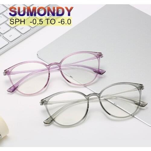SUMONDY Prescription Spectacles For Shortsighted Dioptre -0.5 to -6.0 Men Women High Quality TR90 Frame Myopia Glasses UF67