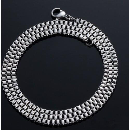 Wholesale width 2/3MM stainless steel box chain necklace fashion jewelry for men and women Fit pendant drop shipping
