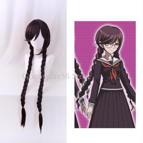 Fukawa Touko Wig Danganronpa Cosplay Wig Purple Long Braids Dangan Ronpa V2 Toko Synthetic Hair Heat Resistant Halloween