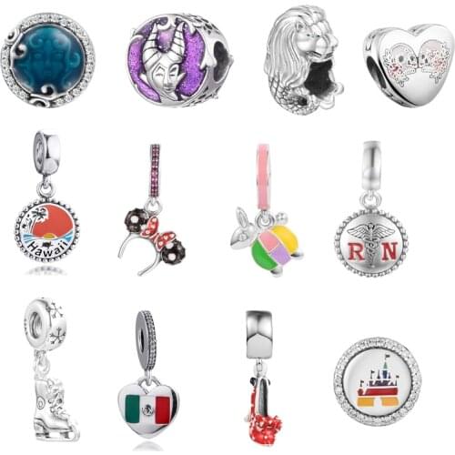 Fits Pandora Bracelet Charms 925 Sterling Silver Hawaii Sunset Ice Skate Dangle Beads Original Jewelry Making Gift Berloques