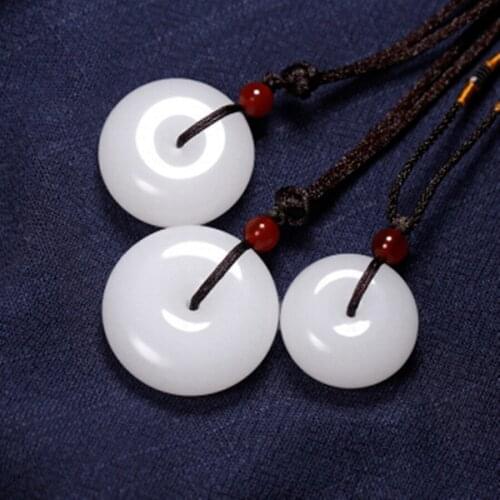 Hetian mutton fat jade pendant donuts for men and women pendant gift couple natural A cargo national inspection certificate