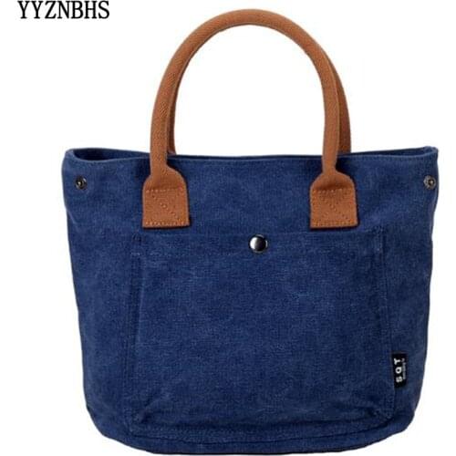 Hot Canvas Handbag For Women High Density Canvas Bag Casual Tote Bags Ladies Hand Bags Solid Shopping Handbags Black Beach Bag