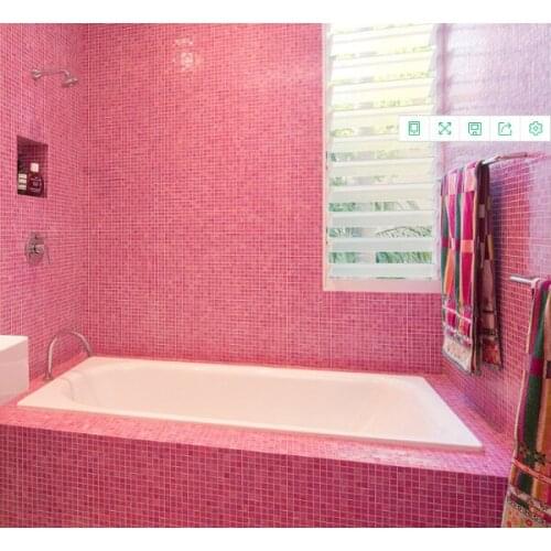 Romantic pink lady glass mosaic DIY wall sticker for shower room decoration