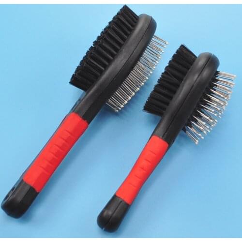 Pet Black Double Sides Bath Brush Dog Cat Comb Pet Faces Fur Grooming Tool for Long & Short Hair Dogs Puppy 2 Sizes