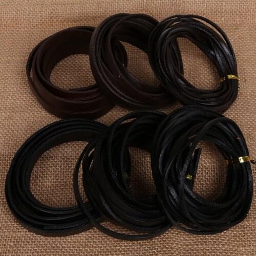 Natural 100% Genuine Leather Width 3/6/10mm Thickness 2mm Flat Beading Cords Rope String DIY Jewelry Findings DIY Supplies
