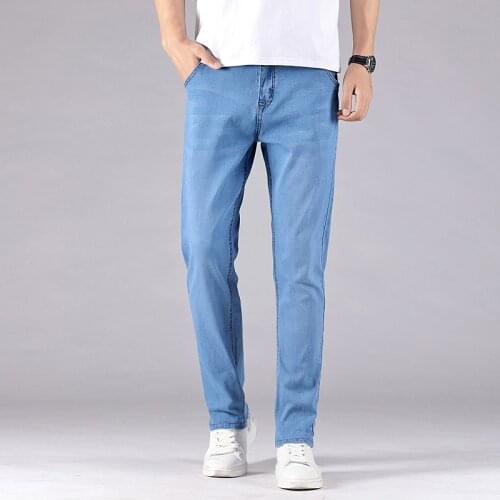 Blue Jeans Men Spring Summer Stretch Slim Jean Pants High Quality Men Cotton Casual Denim Jeans Long Jean Pants Size 48