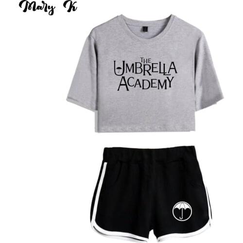 Cool The Umbrella Academy Dew navel Sport Girl Short Sleeve tracksuit Beautiful Girls Sexy Two Pieces sets T-shirts shorts Pants