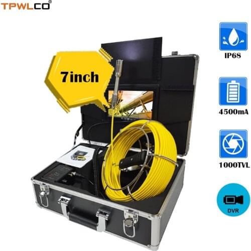 23mm Sewer Endoscope Camera With 12 LEDS 4500mA Battery 7" 1000TVL Waterproof Industrial Pipeline Inspection Video System 20-50m