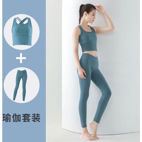Yoga Set Women Bra Fitness Suits Sports Shockproof Vest Outdoor Running Tight Elastic Jumpsuits Workout Outfits Gym Breathable