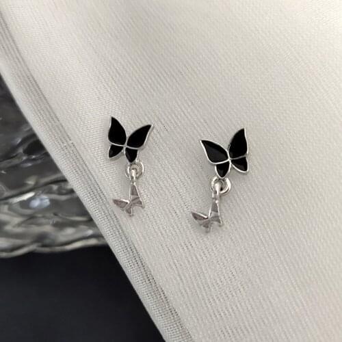 Bohemia Hiphop/Rock Is The Butterfly Earrings Contracted Temperament Trendy Small South Korea Retro style Women Stud Earrings