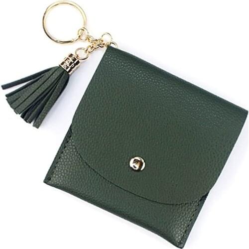 Female Cute Card Case Ladies Slim Wallet for Women Tassel ID Credit Card Holder with Keychain Key Ring Coin Pouch Clutch