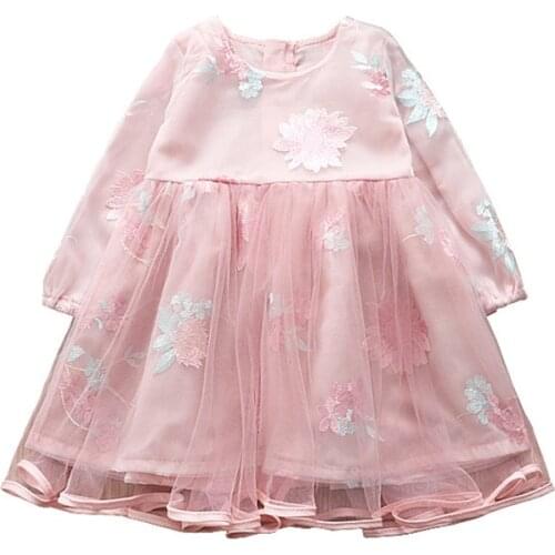 0-6 years High quality girl dress 2019 spring new fashion flower full sleeves kid children clothing princess girl dresses