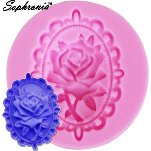 10PCS/SET Rose Flower Frame Mirror Silicone Molds Chocolate Candy Moulds Cupcake Party Fondant Cake Decorating Tools m642