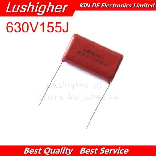 10PCS 630V155J 1.5UF Pitch 20mm 630V 155 155J 1500nf CBB Polypropylene Film Capacitor