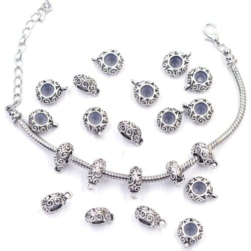 10Pcs Bail Spacer Beads Cloud Stopper With Rubber Fit European Charms Bracelets Metal Jewelry DIY Findings 14x11mm