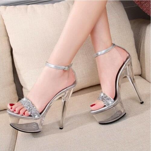 2021 Gladiator Sandals Women silver platform High Heels Sandals Open Toe Summer Sandals Ladies sandales femme 14.5cm heels shoes