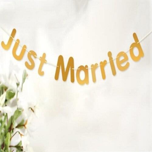 3meter Just Married paper Flag Party bell garland Decoration Banner Bunting for birthday wedding event baby shower decor Wh