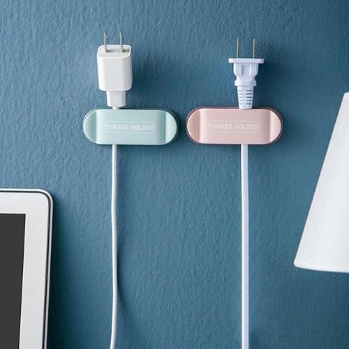 4 Pcs Punch-free Plug Hooks No Drilling Hook Up Windable Designed Two-way Storage Saves Space Plug Holder