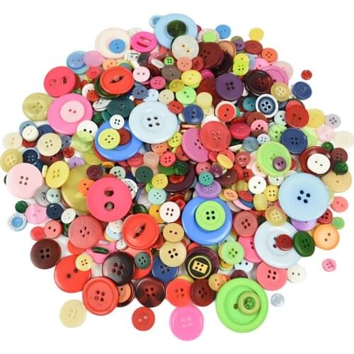 50/100g Assorted Mixed Color Round Resin Buttons for Sewing Scrapbook Decor Childrens Handmade Manual Button Painting DIY Craft