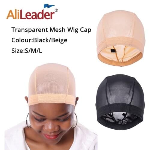 Alileader Cheaper Mesh Dome Cap Black Beige Mesh Dome Wig Cap Nylon Weaving Caps Stretchable Spandex Hair Net For Wig Making