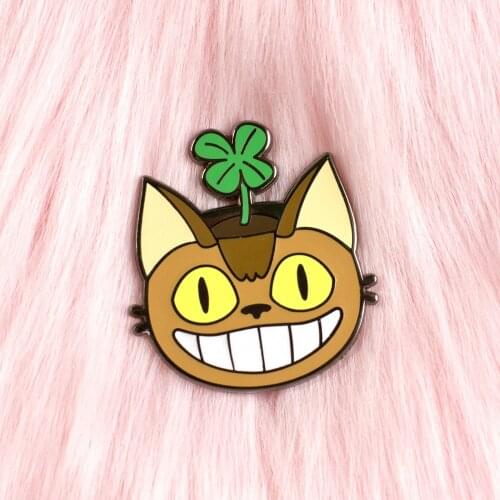 Cute Totoros Cat Bus Houseplant Hard Enamel Pin Kawaii Pastel Plant Pins Fashion Cartoons Animal Cat Brooch Anime Fans Gift
