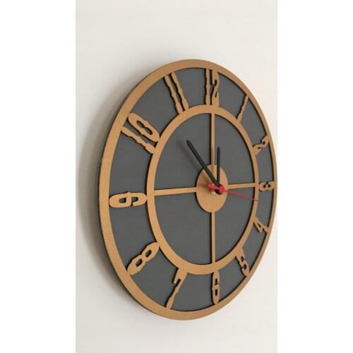 North Is Designed Black Gold Circle Decorative Wall Clock 30 Cm