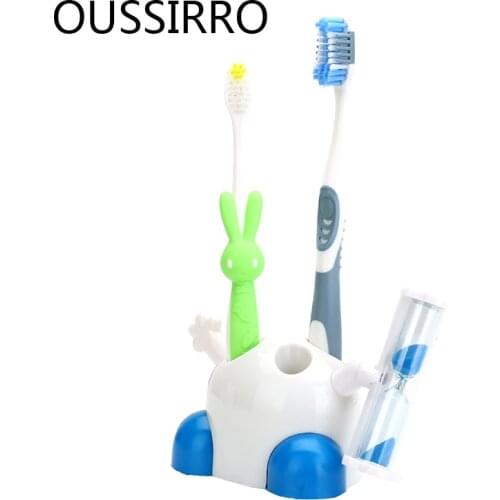 1pcs Cartoon Creative Fashion Timer Countdown Toothbrush Holder for Children Hourglass Ornament Plastic Bathroom Accessories
