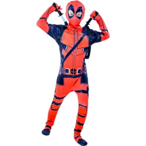 Childrens Deadpool Cosplay Costume Boy Halloween Superhero Weapon/Sword Bag Fantasy Props