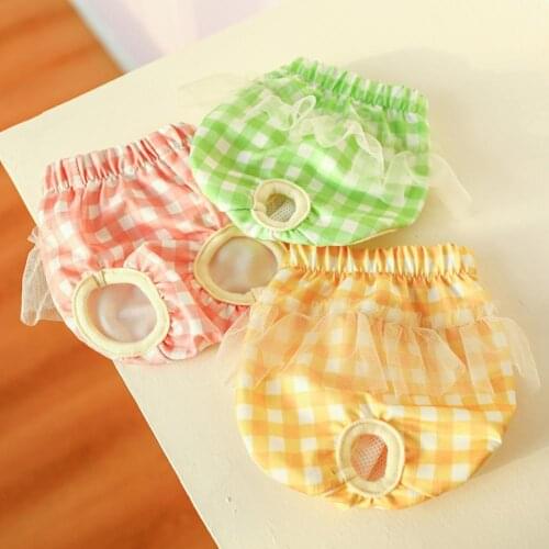 Breathable Dog Physiological Pants Plaid Printing Leak-proof Polyester Elastic Pet Sanitary Diaper for Puppy Small Dogs Clothes