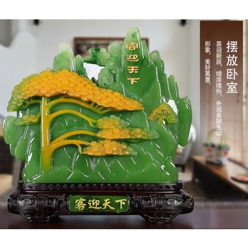 2021 GOOD HOME SHOP OFFICE DECORATION # BUSINESS TRADE HOSPITABLE FENG SHUI AUSPICIOUS "HAO KE SONG "CRYSTAL JADE SCULPTURE