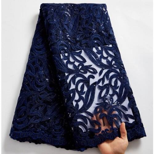 African Lace Fabric 2021 High Quality Lace Hot Sale Black French Tulle Sewing Embroidery Fabrics 5 Yards Dresses For Women A2555