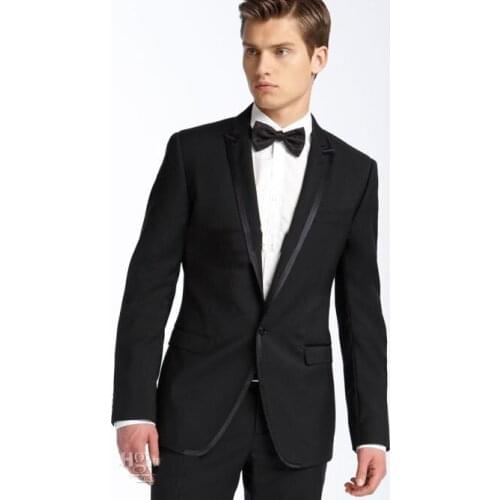 TOP SALE/free shippingOne button Black Groom Tuxedos Groomsmen Best Man Men Wedding Suits Prom/Formal/Bridegroom Suit