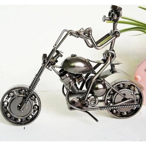 Wrought Iron Motorcycle Model Rider Motorcycle Ornaments Gift Arts and Crafts Home