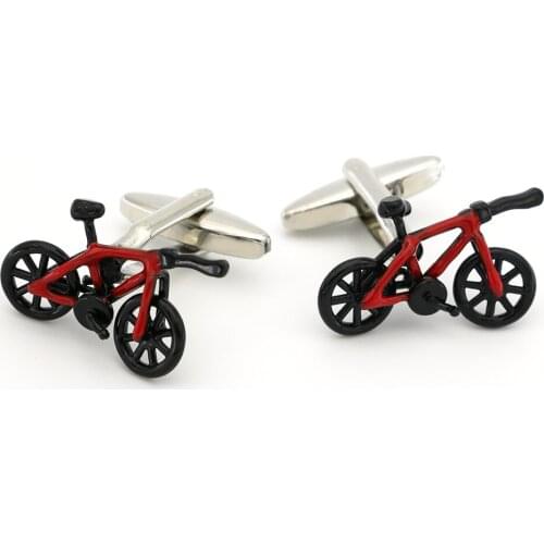 Mens Sport Bicycle Cuff Links Copper Material Red Color