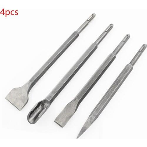 4pcs Electric Hammer Drill Bit Set Round handle Shank Impact Rotary Concrete chisel Masonry Drilling Grooving