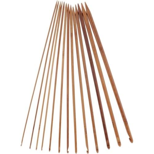 Knitting Needles Set with 14 Sizes Bamboo Single Pointed Knitting Needles