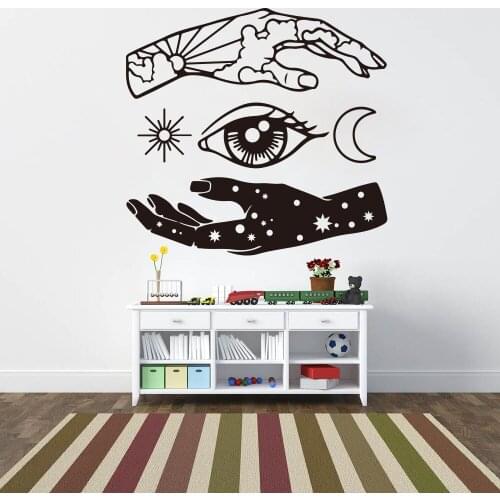 Space Hand Wall Sticker Bedroom Living Room Eye Hand Moon Star Sky Cloud Wall Decal Sofa Kids Room Home Decor