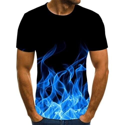 2020 new flame graphic T-shirt 3D printed mens T-shirt summer casual tops fashion round neck shirt plus size streetwear
