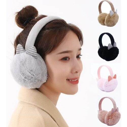 2020 New Soft Winter Outdoor Star Smiley Face Plush Earmuffs Thick Warm Ear Cover Solid Headphone Earlap Earmuffs For Women Girl