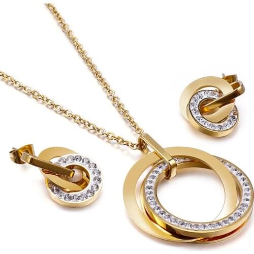 New stainless steel jewelry double ring interlocking jewelry