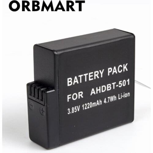 ORBMART Li-ion Battery For Gopro Hero 5 6 7 Black Action Sport Camera 1220 mAh Full Decoding