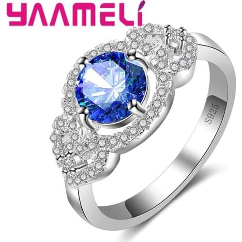 Multicolor Cute 925 Sterling Silver Ring Sweet Embellishment White Crystal Stone Arbor Day Anniversary Souvenirs Lady