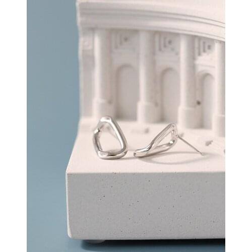 Real 925 sterling silver irregular circle stud earring 2020 accessories, New gold color earrings for women 925 silver jewelry