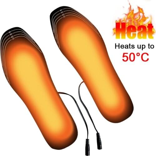 1 Pair USB Heated Shoe Insoles Feet Sock Pad Mat Women Men Electric Heating Insoles Washable Warm Thermal Insoles Cuttable Size