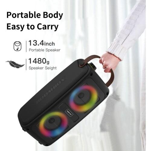 Outdoor portable bluetooth speaker DJ karaoke speaker system wireless subwoofer with LED light support FM radio TF microphone