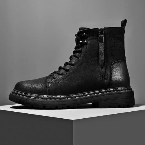 Vintage Men Boots Genuine Leather Side Zipper Ankle Boots Mens Shoes Casual Leather Shoes Man Outdoor Comfortable Luxury Boots