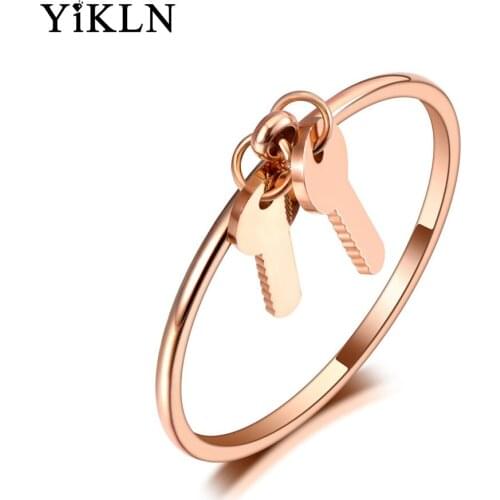 YiKLN Fashion Original Design Titanium Stainless Steel Love Key Rings Simple Cute Cocktail Party Ring For Women Girls YR20023